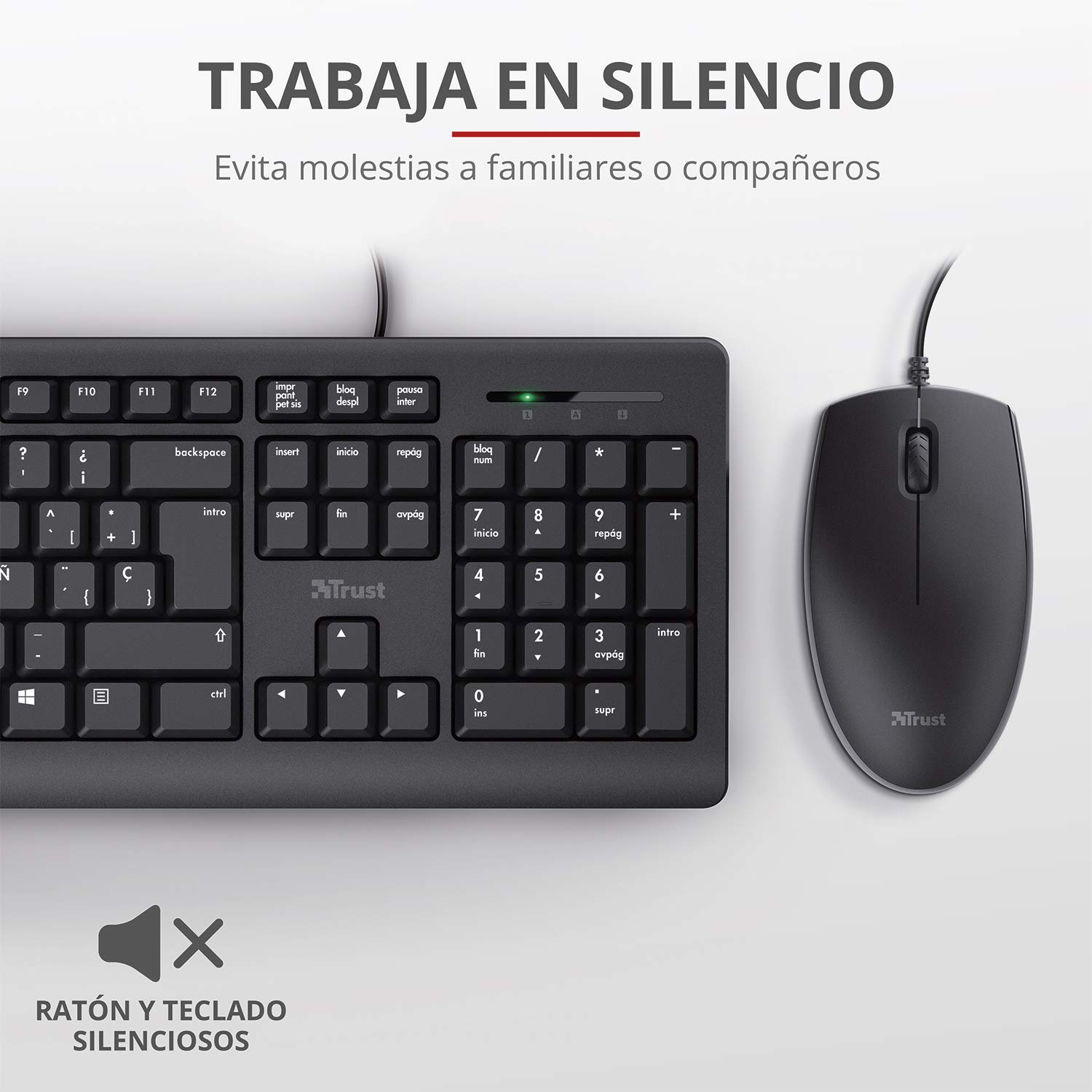 Trust Ymo Set Tastiera e Mouse Wireless, Layout Italiano QWERTY, per PC/ Laptop/Notebook, Mac/Windows, Tasti ‎Silenziosi, Senza Fili, 13 Tasti Funzione, Unico Ricevitore USB, Ergonomico, Nero