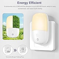 Vista 6 de Dimmable Night Light Plug in with On/Off Switch, Auto Dusk to Dawn Sensor LED Nightlights, Adjustable Brightness (Warm White) for Bathroom, Hallway