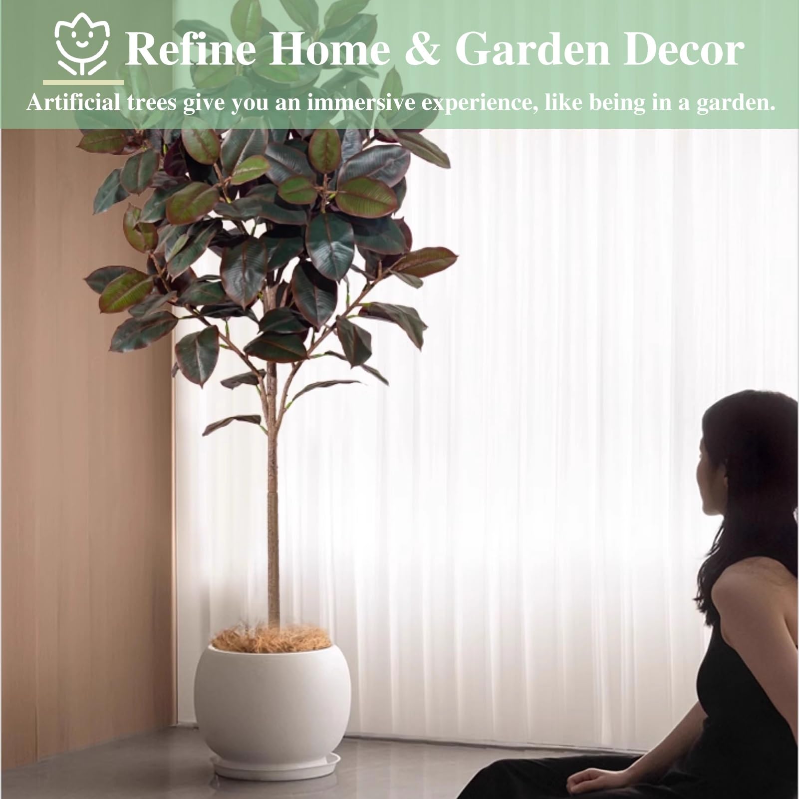 Albero di gomma artificiale VINCOTTA, tronco artificiale, verde, 90cm