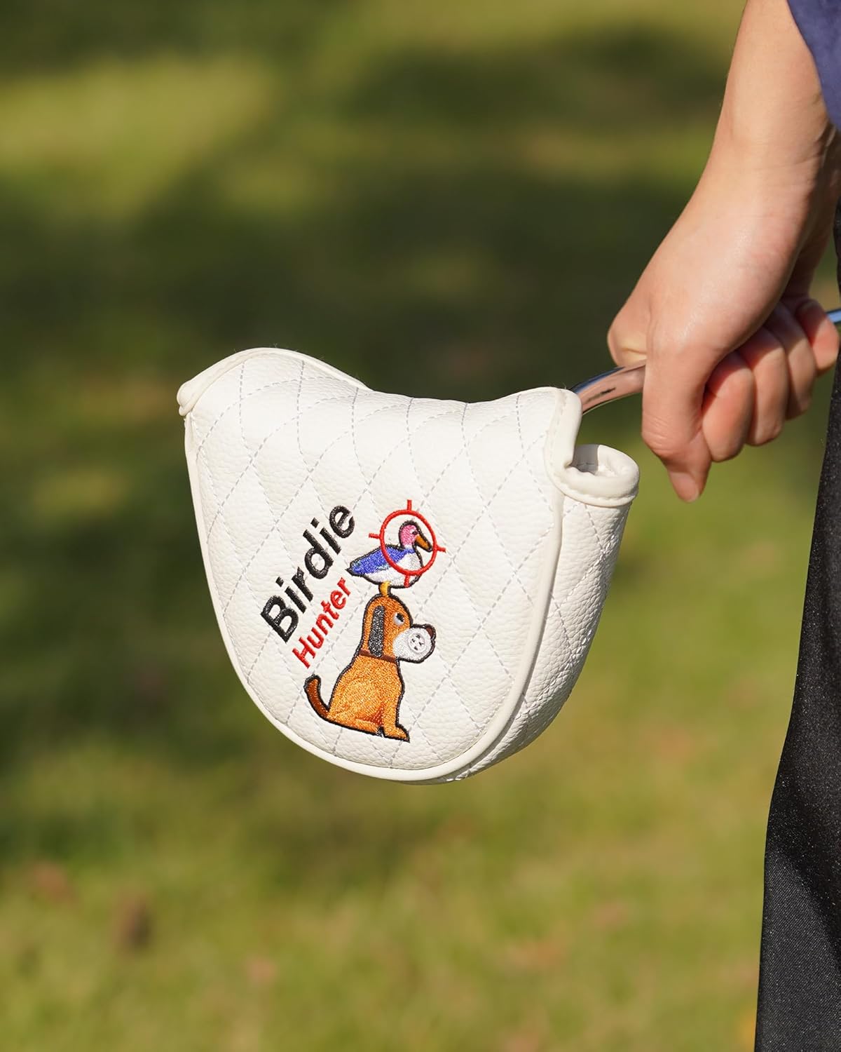 Big Teeth Golf Club Covers Golden Retriever, Golf Head Covers Mallet Putter Cover Putter Cover Magnetic Birdie Hunting Embroidered Headcover White Golf Club Head Covers