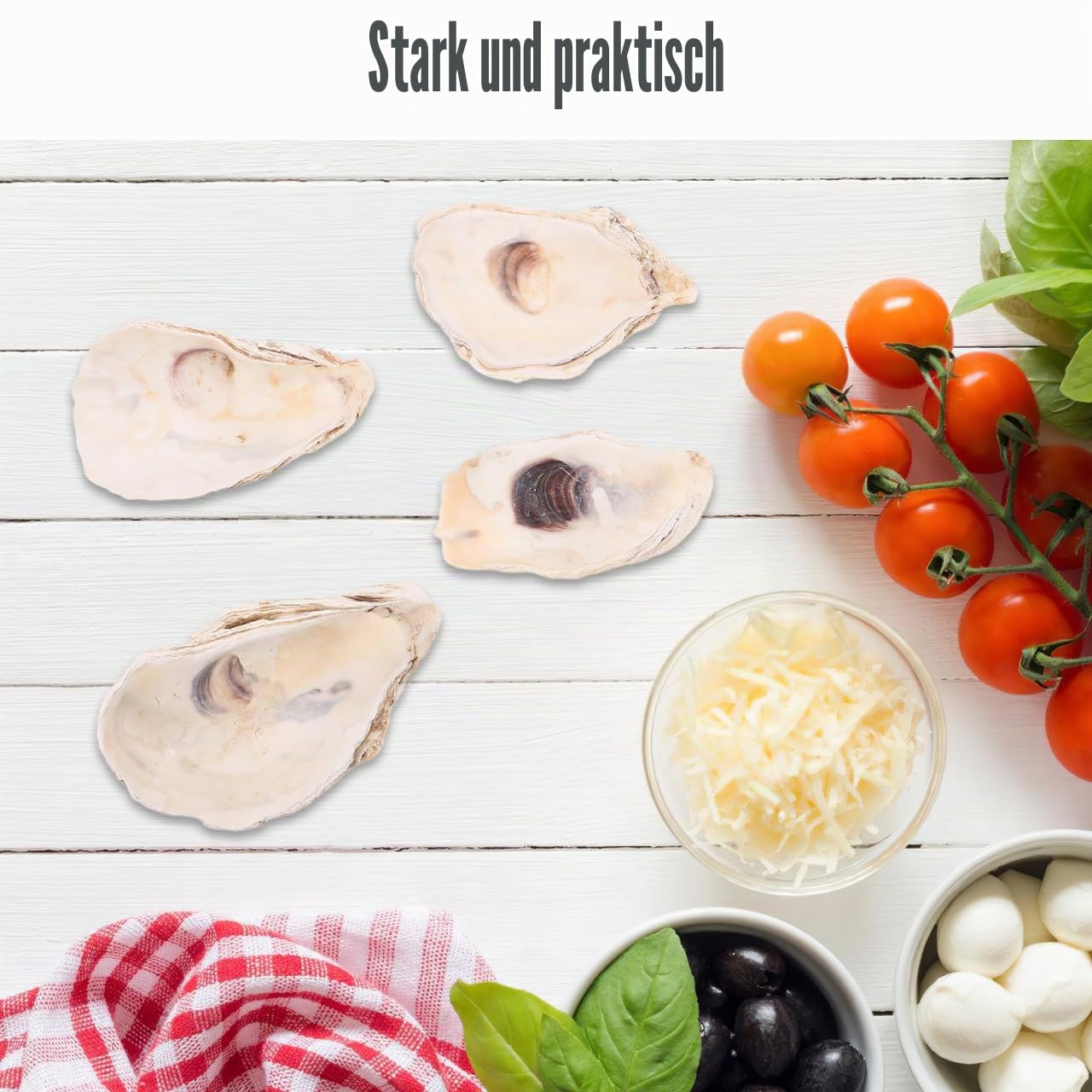 VICASKY 8 Stück Austernschalen Servierplatten Wiederverwendbare Natürliche Muschelteller in Verschiedenen Größen für Grillen Backen und Meeresfrüchtebuffets
