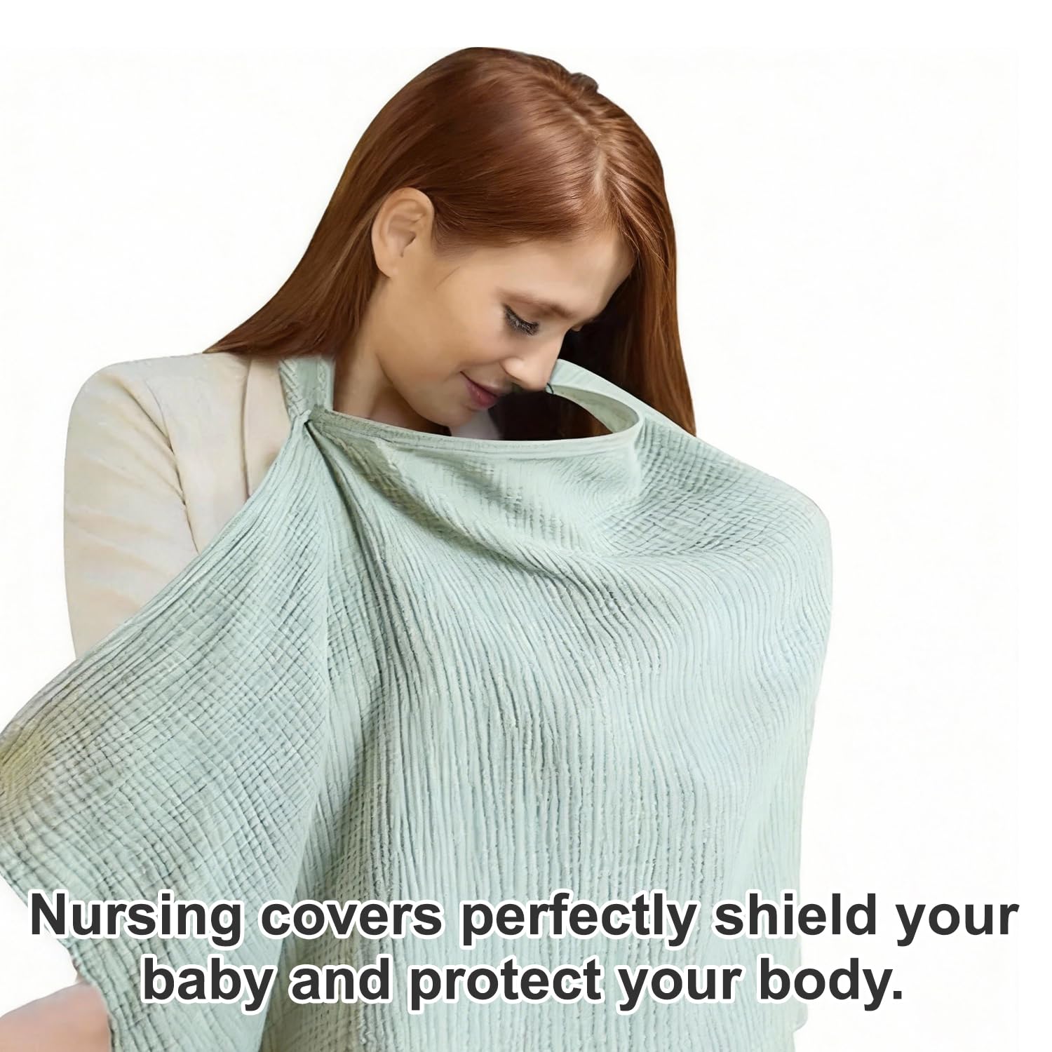 Cotton Nursing Cover with Adjustable Strap - Soft & Breathable Breastfeeding Scarf & Poncho - Full Coverage for Discreet Nursing - Lightweight & Portable - Image 4