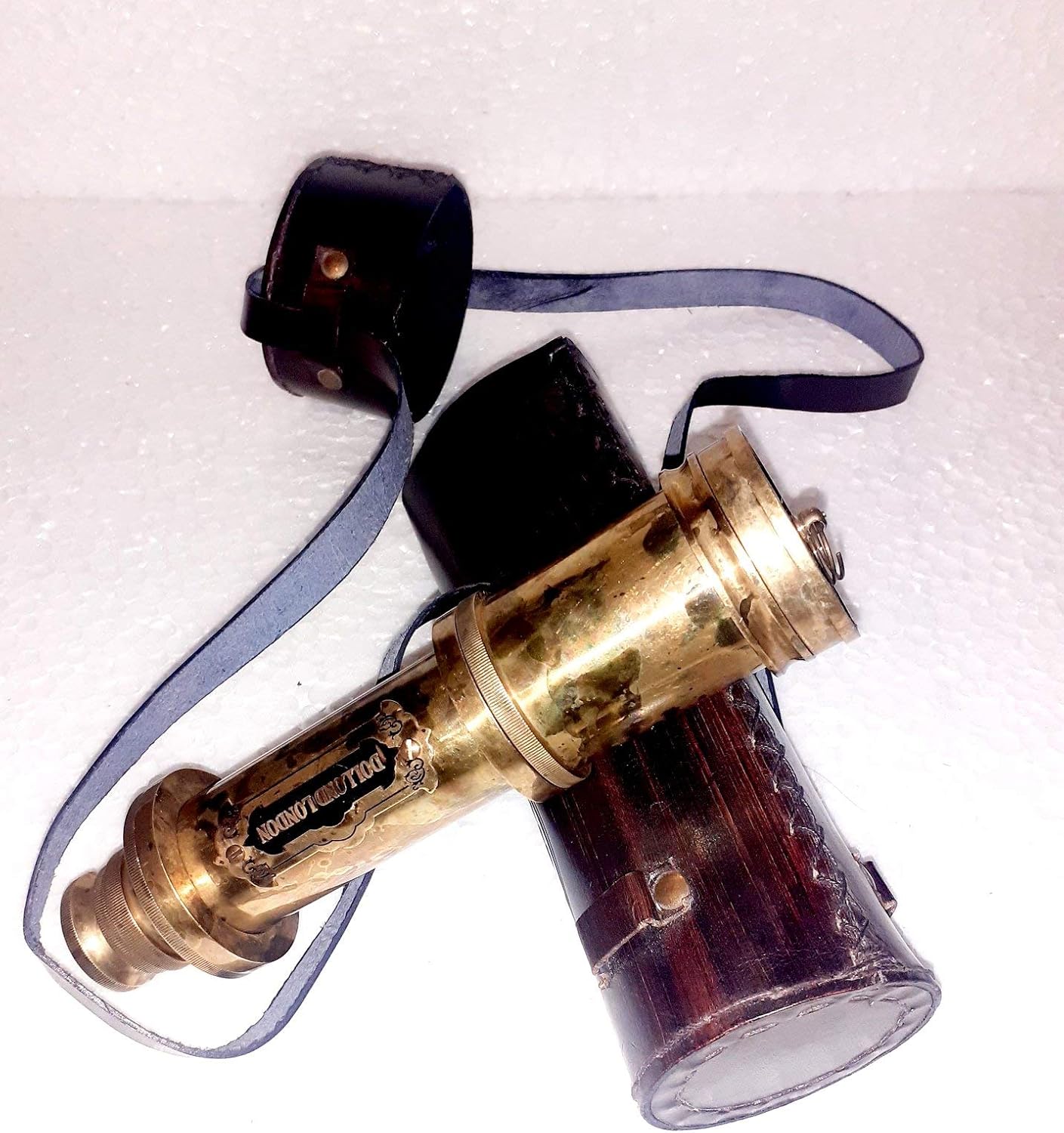 Brown Antique Brass Nautical - 16 inches Antique Telescope Spyglass Replica in Leather Box Hand held Spy Glass Sailor s Décor