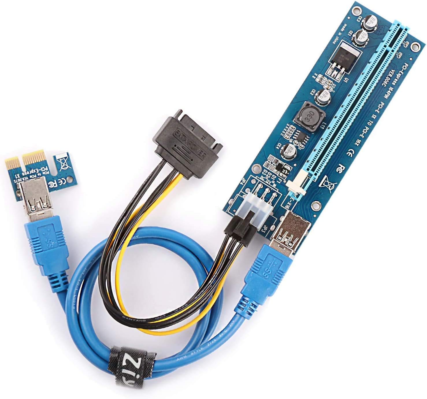 Nеw Dеаl Ziyituod PCIe Riser Powered Card,GPU Risers 1X to 16X Graphics Extension for GPU Mining with 6 Pin to SATA Power Supply, 60cm USB 3.0 Extension Cable(VER006C 6PCS) Bіg Sаlе Ziyituod PCIe Riser Powered Card,GPU Risers 1X to 16X Graphics Extension for GPU Mining with 6 Pin to SATA Power Supply, 60cm USB 3.0 Extension Cable(VER006C 6PCS)