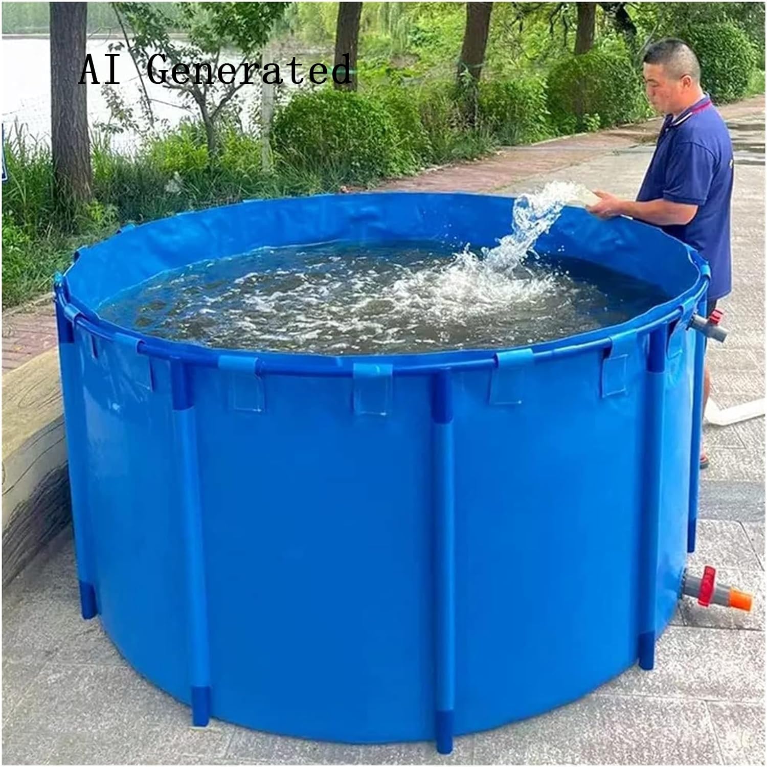 Estanque sobre el suelo, estanque de peces de PVC, piscina de lona para peces, piscina redonda de paredes gruesas sobre el suelo con marco duradero, para piscicultura, estanque de cría de