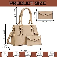 Vista 5 de Bolsos de mano de cuero de moda para mujer, bolso de hombro, asa superior, bolso de otoño Caqui
