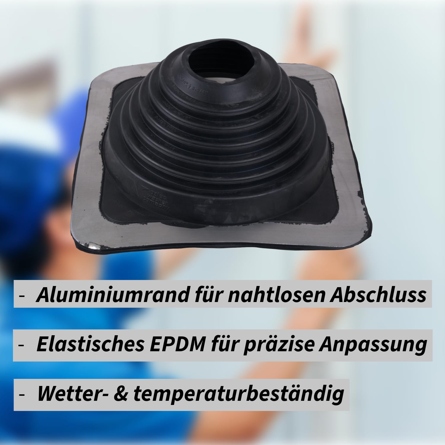 Silisto - Manchon de tuyau en EPDM - Diamètre du tube : 102-209 mm - Passage de toit, traversée de mur, couvercle de tuyau, manchon en caoutchouc pour tubes - Cadre carré flexible en aluminium
