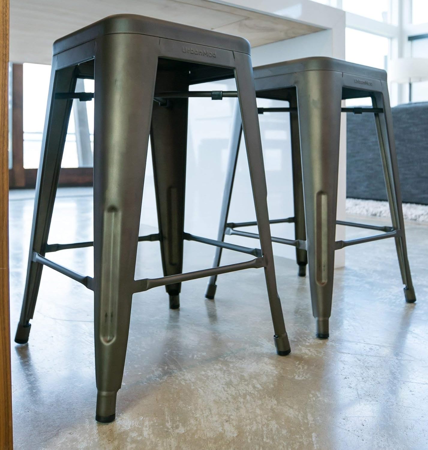 24 Inches Metal Barstool Set of 4 – Counter Height Backless Bar Stool for Kitchen Island, Breakfast, Outdoors, Pub, Restaurant, Home, Patio – Stackable Heavy Duty Modern & Industrial