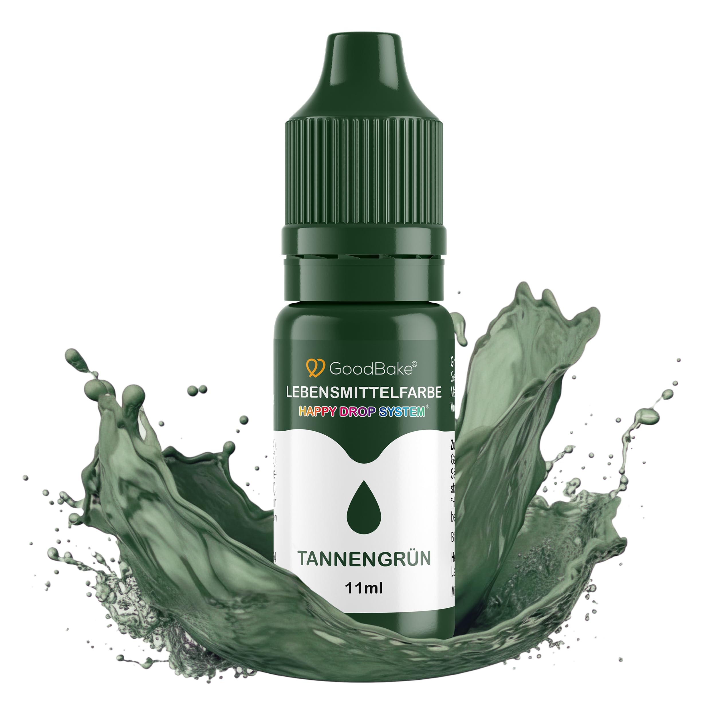 GoodBake Lebensmittelfarbe Tannengrün flüssig (11 ml) - farbintensiv, geschmacksneutral, vegan & zuckerfrei - Food Coloring für Tortendeko, Kuchenteig, Fondant, Kekse, Getränke, DIY