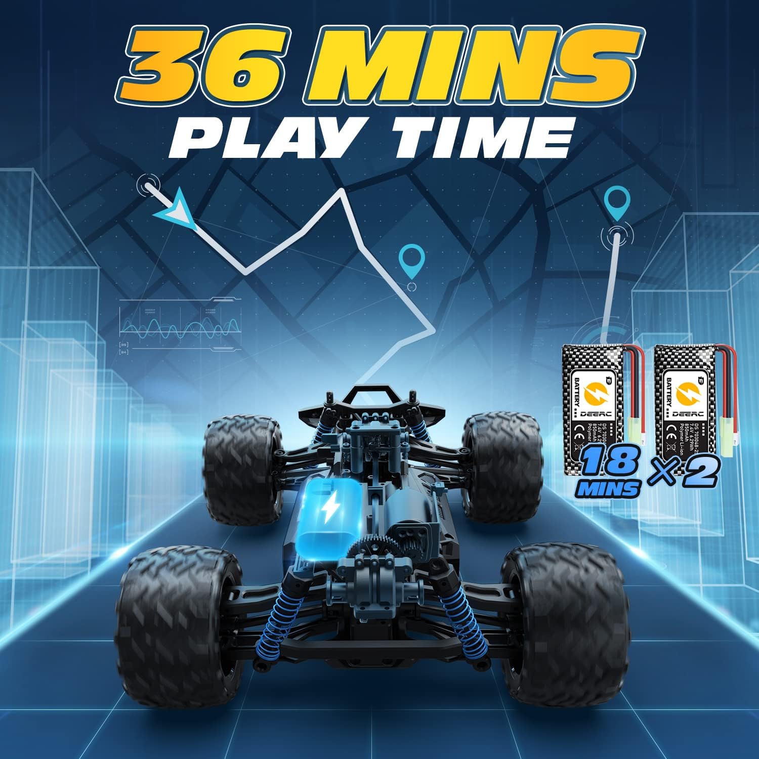 DEERC 001E RC Car 36 Minutes Play Time