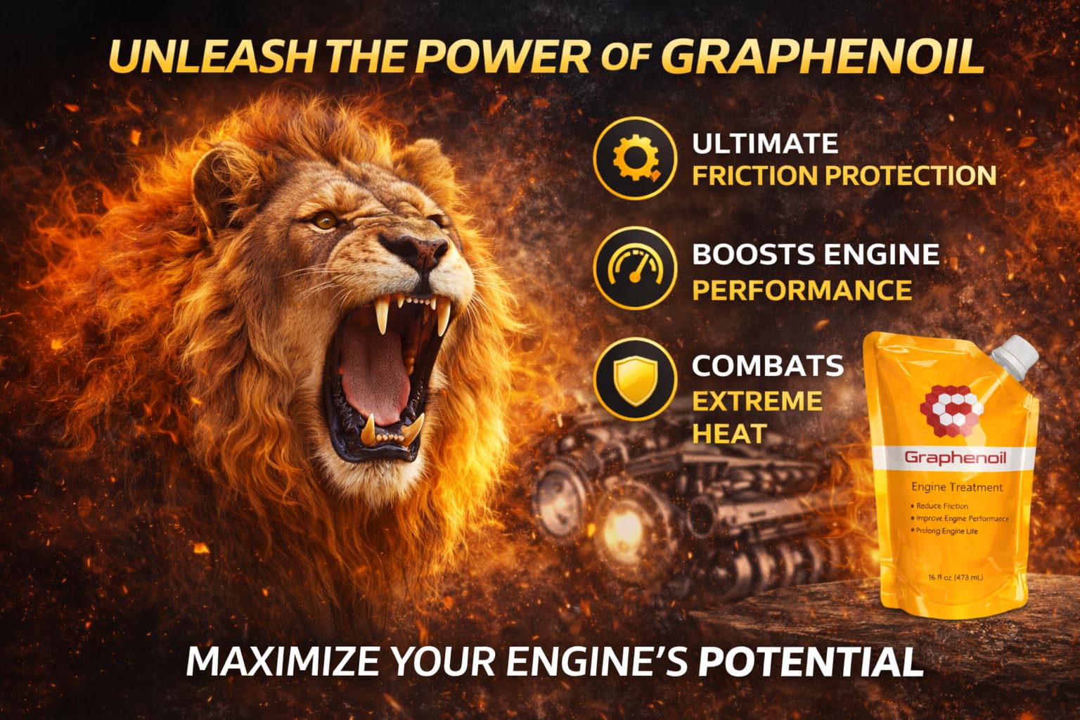 Graphenoil Graphene Engine Treatment – Friction Modifier, Wear Protection, Heat Reduction – High Performance Lubrication (16 oz)