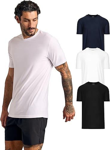 True Classic Camiseta Active de Manga Corta con Cuello Redondo para Hombre, Pack