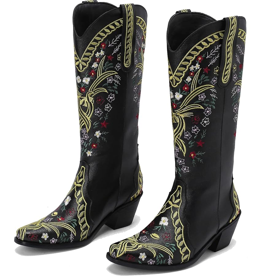Amazon.com | Alsoloveu Womens Embroidered Cowboy Boots Snip