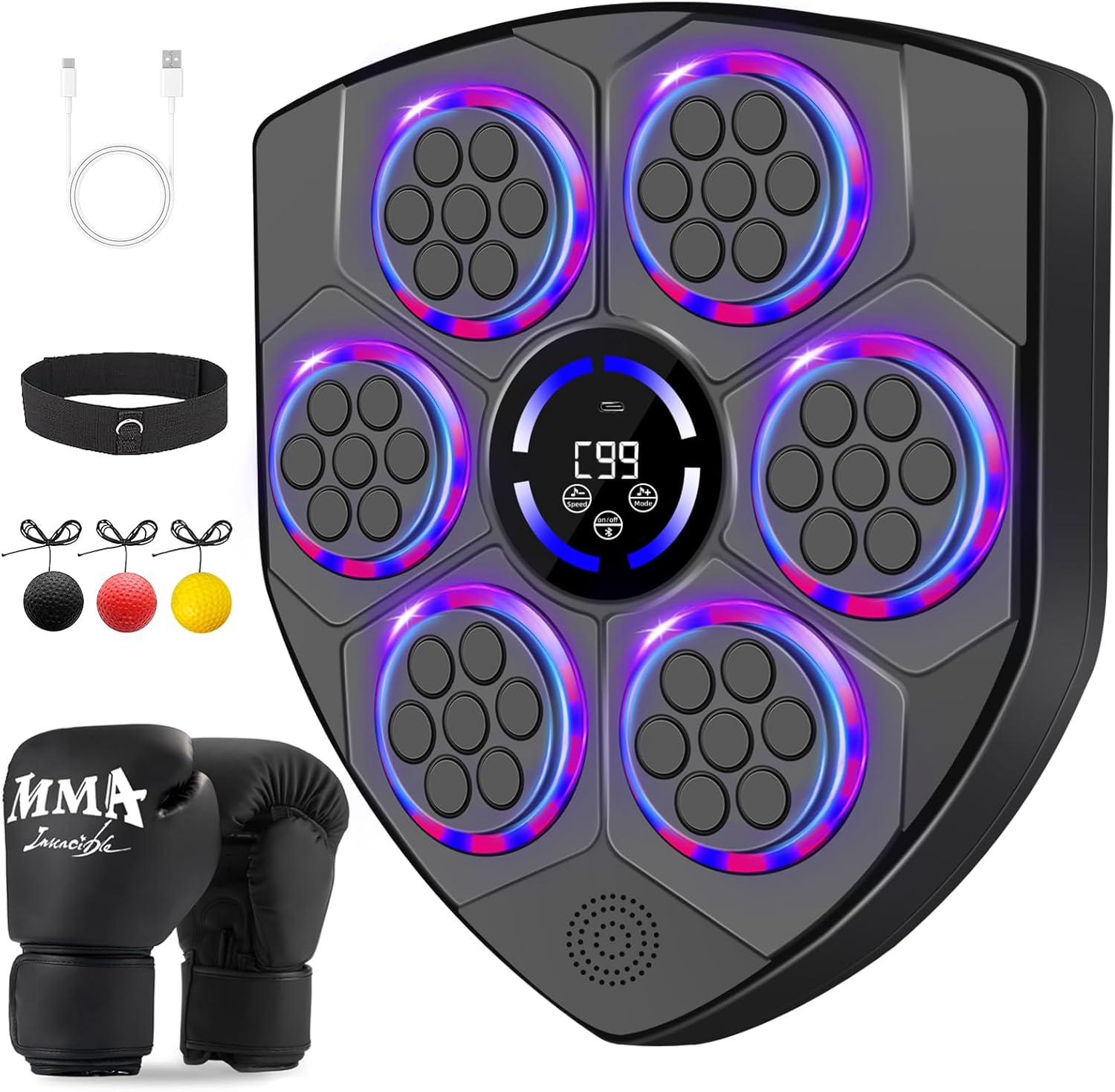 Smart Music Boxing Machine for Adults and Kids, Bluetooth Boxing Equipment with Boxing Gloves, Wall Mounted Electronic Punching Machine for Home Gym Workout Indoor