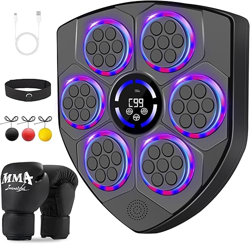 Smart Music Boxing Machine for Adults and Kids, Bluetooth Boxing Equipment with Boxing Gloves, Wall Mounted Electronic Punching Machine for Home Gym