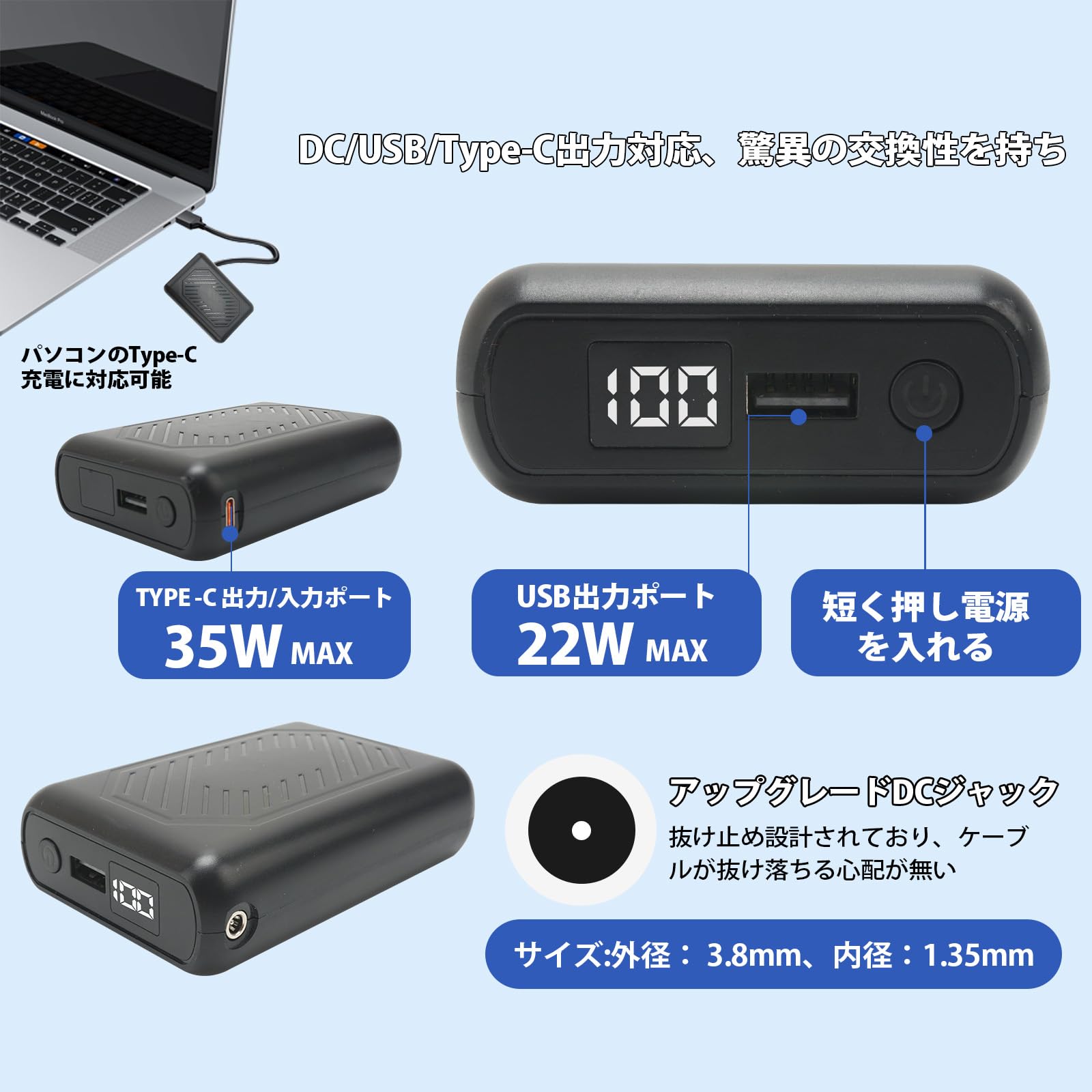 BURTLE エアロスーツ空調服 ファン20000mAhモバイルバッテリーセット Amazon.co.jp: 空調作業服 バッテリー 24V 20000mAh DC/Type-C