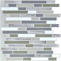 Vista 12 de Art3d Azulejo Autoadhesivo de 12" x 12" para Salpicadero de Cocina, Ladrillo Gris (6 Azulejos)