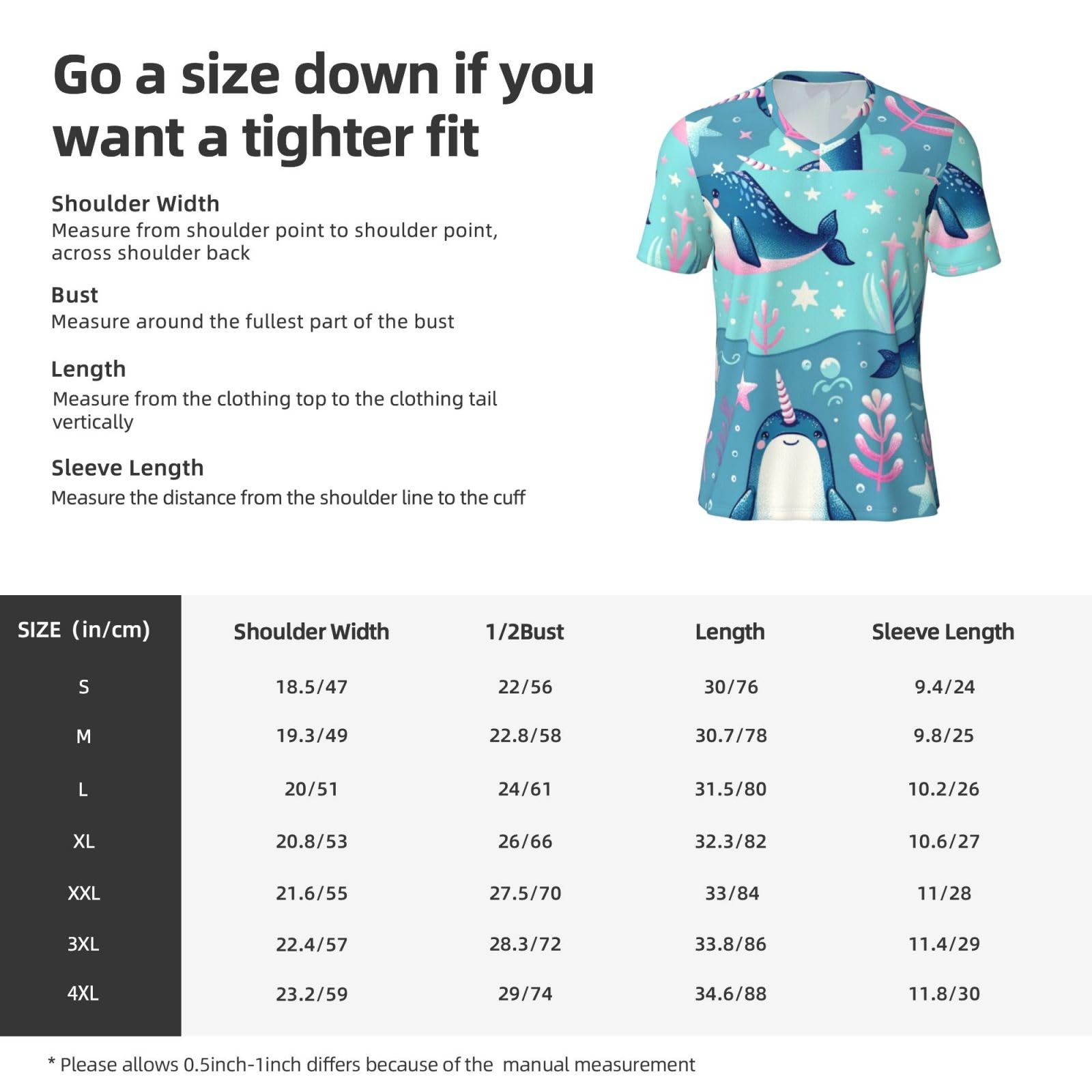 Stylish Athletic Sports Jersey Narwhal-Animal-Blue-Sea Men's Rugby Jersey Medium