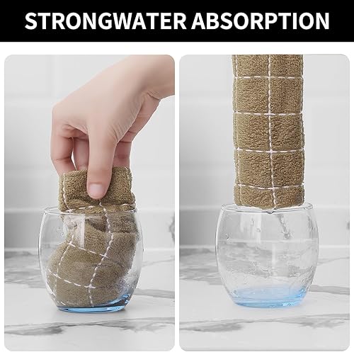 Miniatura 107 de Homaxy Toallas de cocina de rizo 100% algodón (gris oscuro, 13 x 28 pulgadas), diseño a cuadros, suaves y súper absorbentes, paquete de 6