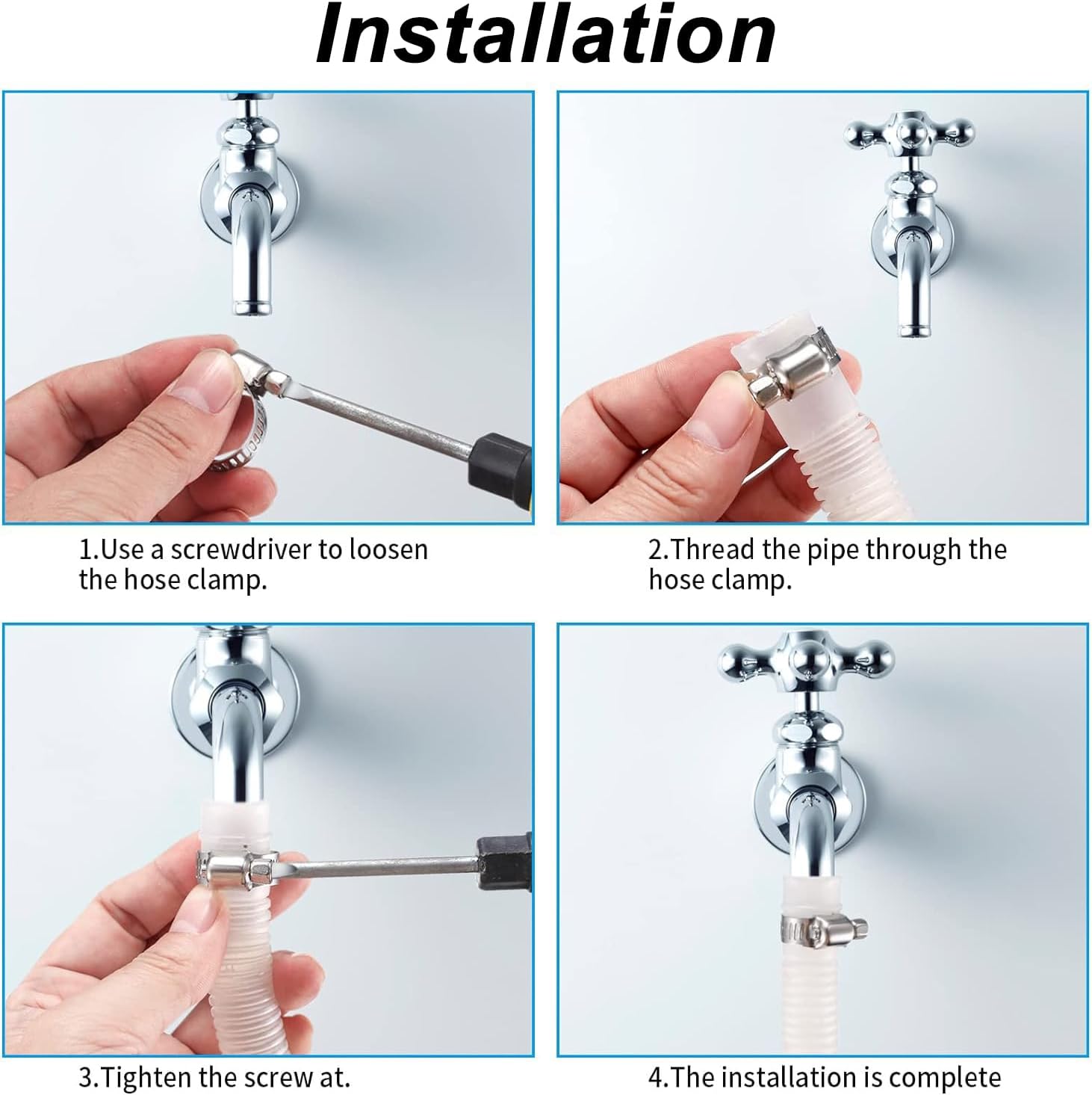 20Pcs Adjustable Stainless Steel Hose Clamps Assortment Kit, 1/4-2 in (6-51mm) Worm Gear Pipe, Fuel LineHeavy Duty for Plumbing, Washing Machine, Mechanical，Garden and Automotive Hose Connections