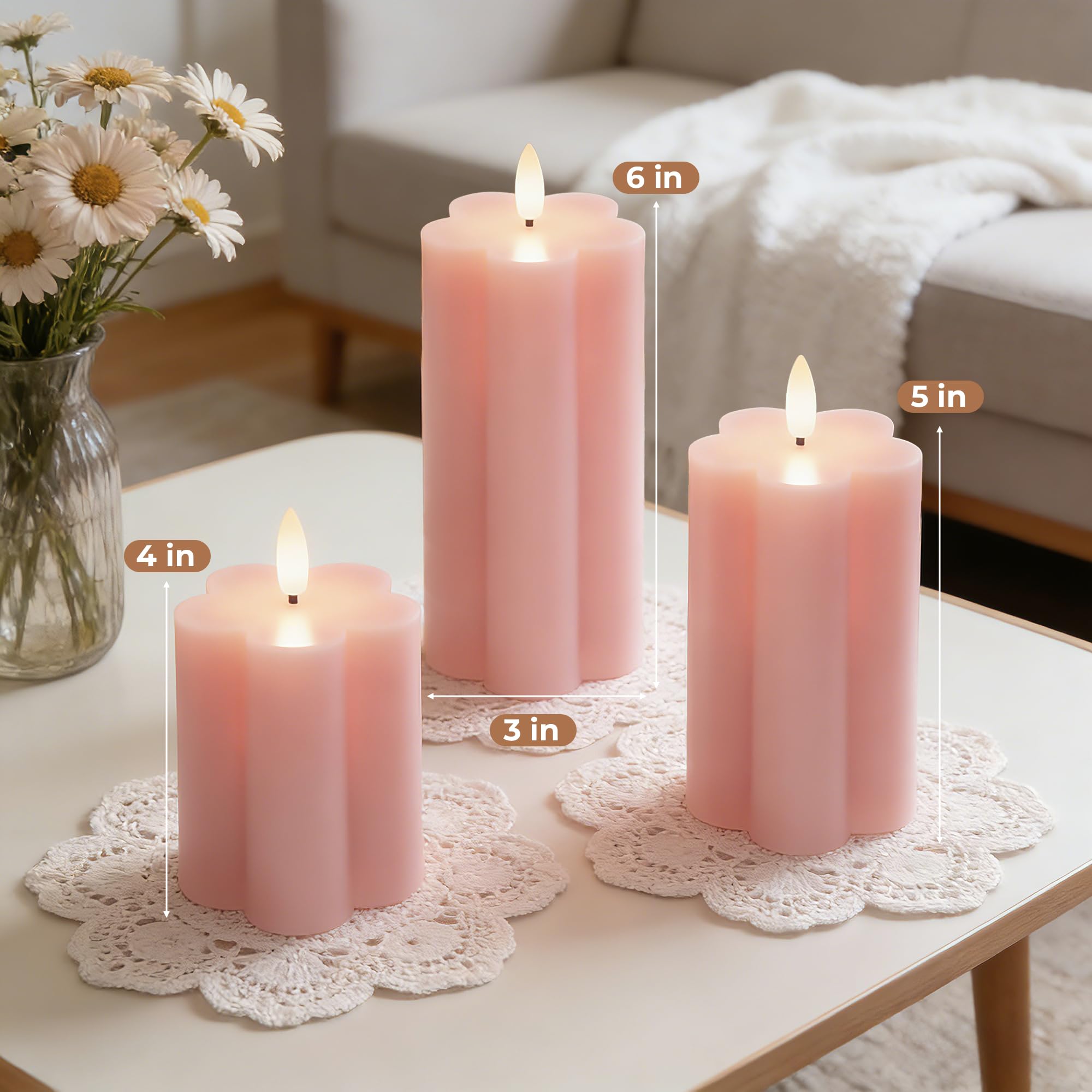 Candele a LED senza fiamma, in vera cera, con timer e telecomando, per uso interno, 7,6 x 10,2 cm, 7,6 x 12,7 cm, 7,6 x 15,2 cm, set da 3 pezzi