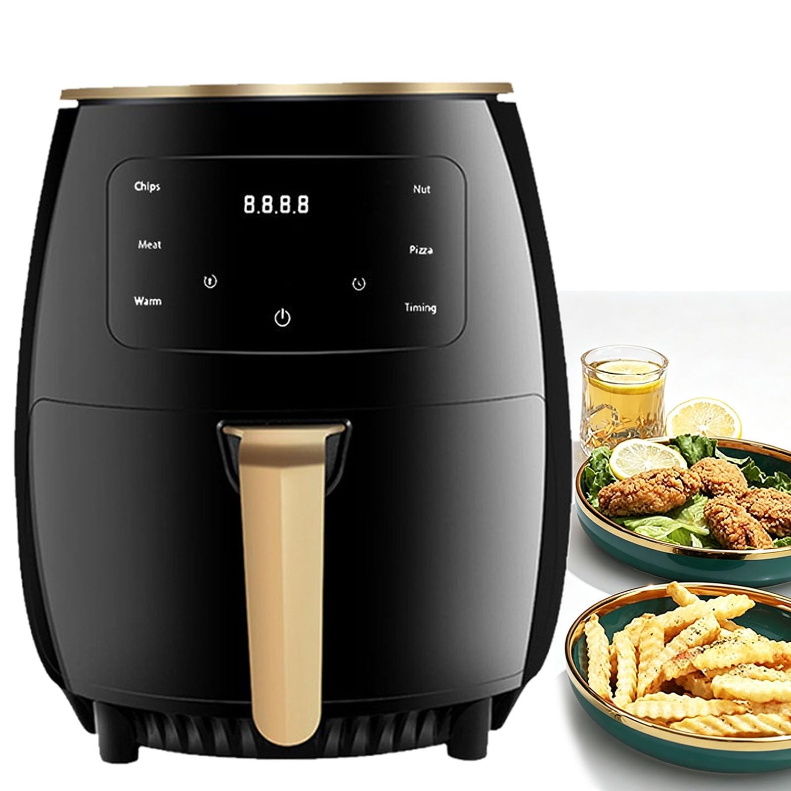 Ltdlhfk Multicolor 6L Air Fryer,Compact Electric Oven With Touch Screen,80-200°C & 0-60Min Timer, For Fries, Chicken, Pizza, Bread,Healthy Cooking,1400W
