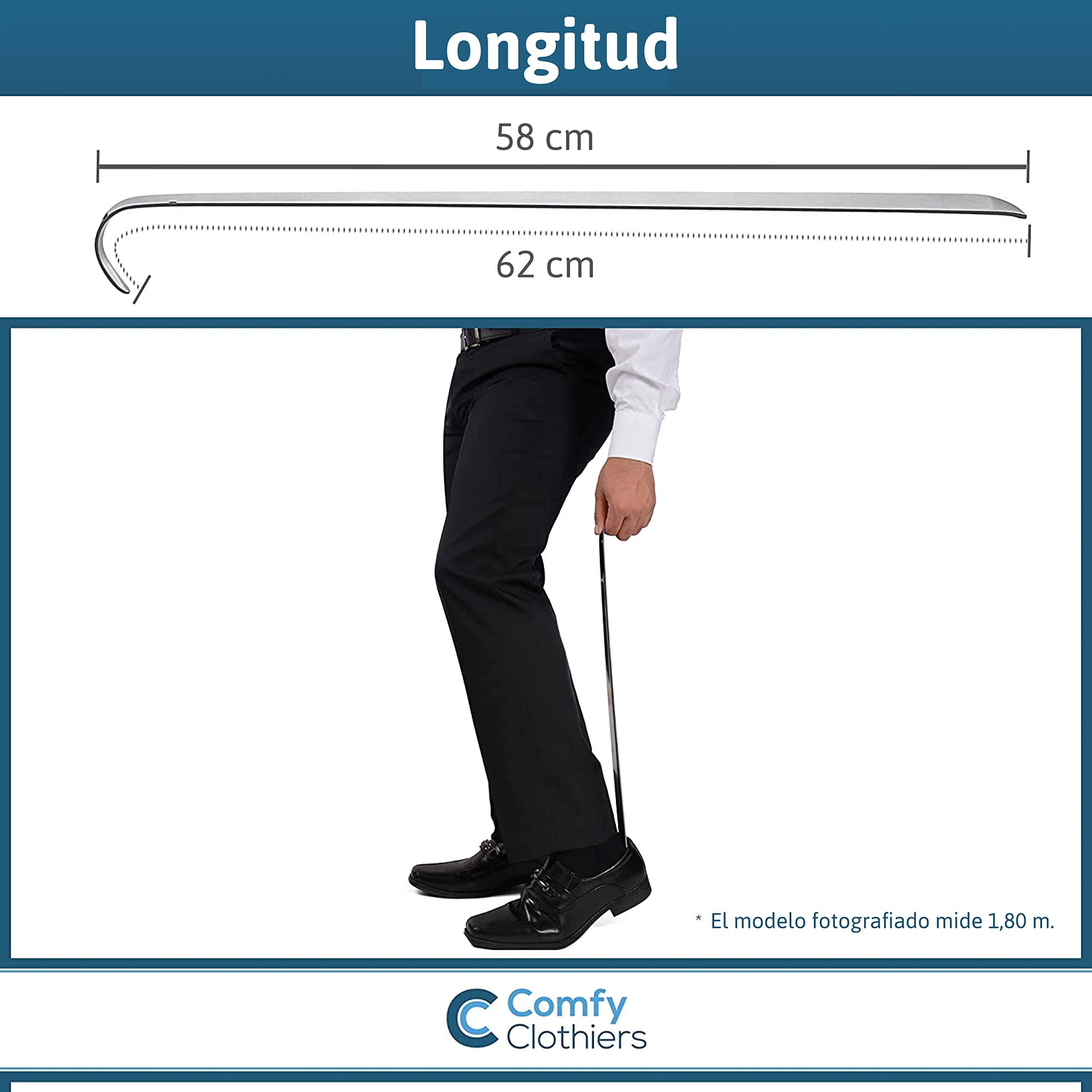 Comfy Clothiers Calzador de metal extralargo - Calzador de acero inoxidable resistente de 23 pulgadas