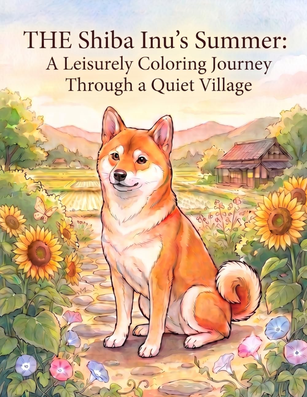 The Shiba Inu's Summer: A Leisurely Coloring Journey Through a Quiet Village