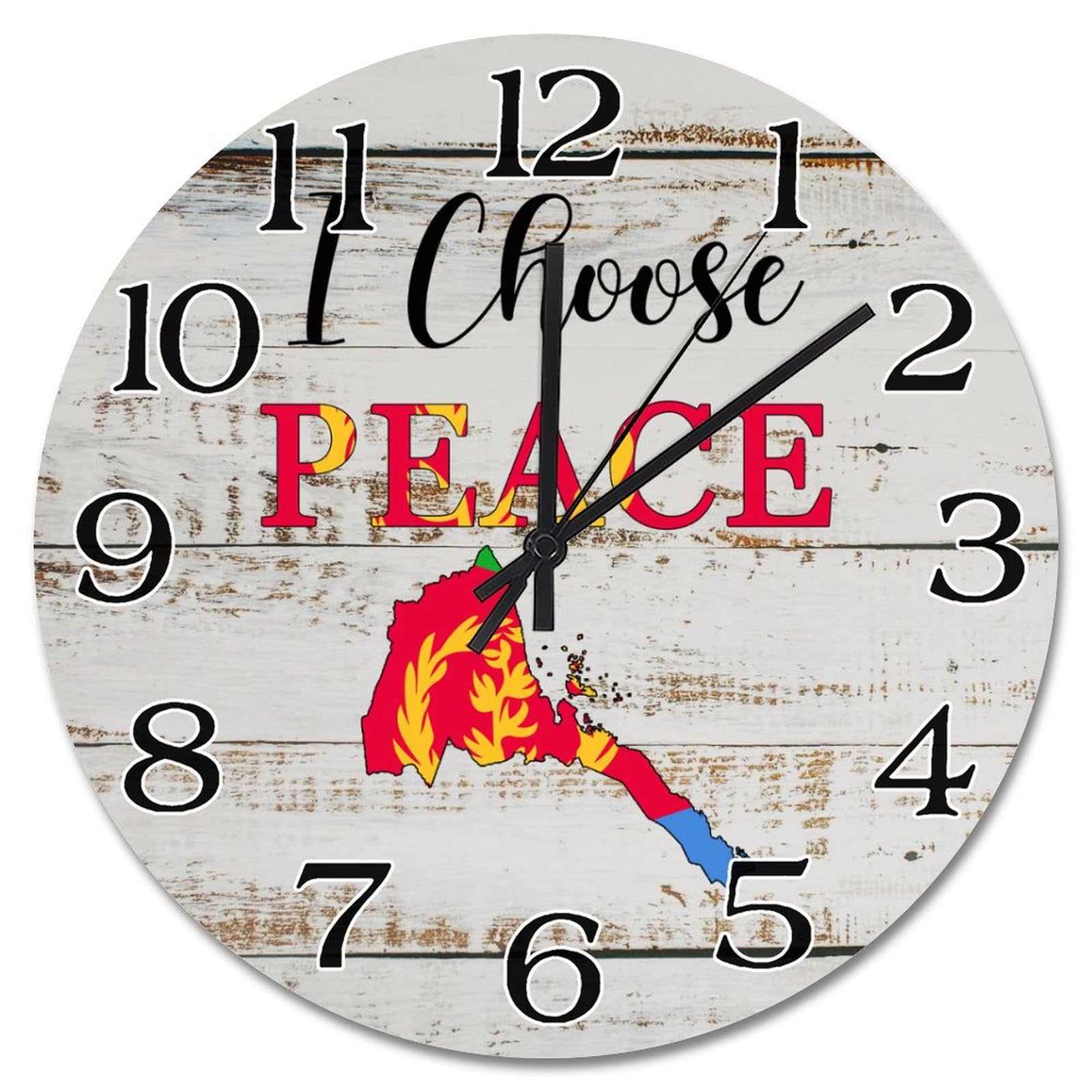 Horloge murale en bois Érythrée 25cm - Pendule silencieuse salon
