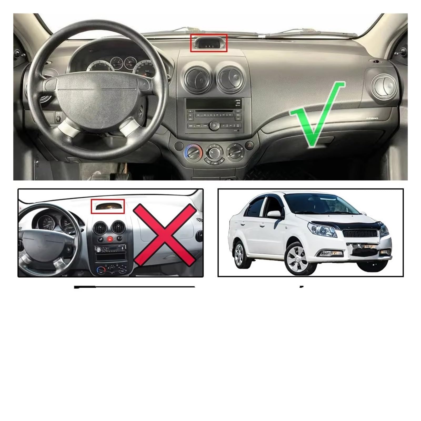 Center Konsole Für Chevy Für Aveo Kalos Für Lova 2003-2011 Anti-Glare Dashboard Abdeckung Matte Pad Innen Dashmat Sonnenschirm Teppich Armaturenbrett Matte Interior | Black(Red Edge)RHD