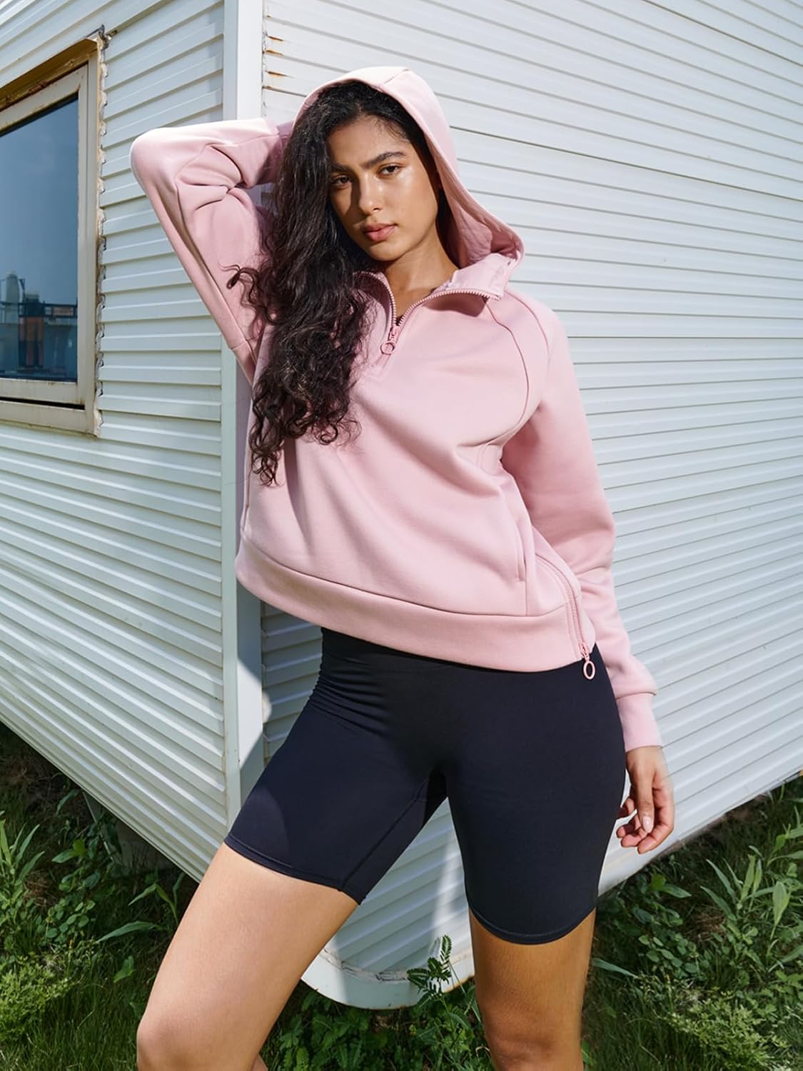 ALLZERO Women's Hoodies Fleece Quarter Zipper Sweatshirts Fall Fashion Pullover Sweaters Winter Clothes - Image 6