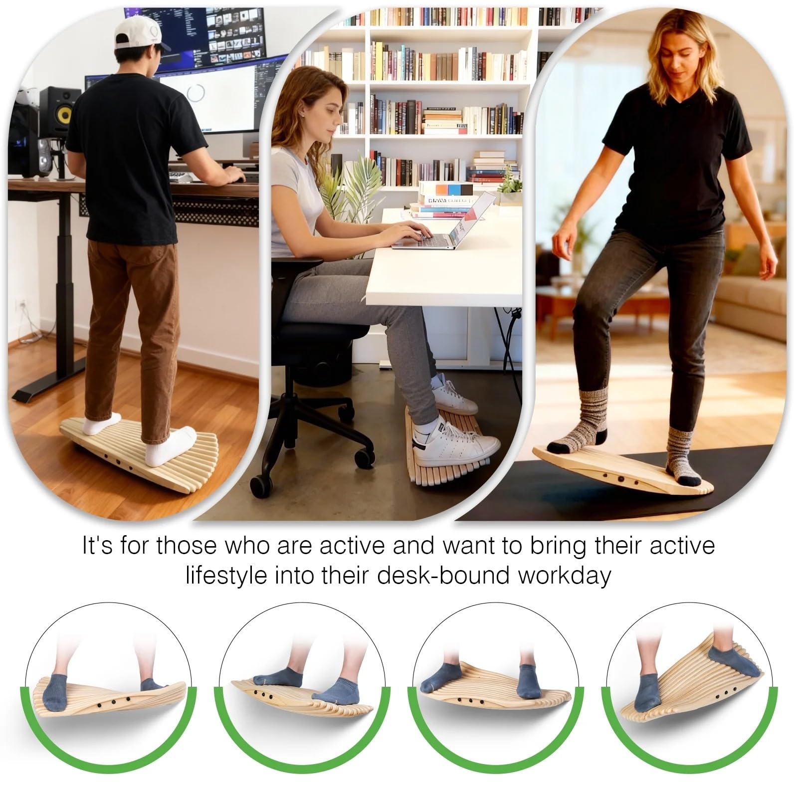 Tavola di Equilibrio Oscillante, Trave di Equilibrio in Legno per Allenamento della Forza del Core A 360°, per Il Surf E Lo Skateboard, Tavola Oscillante Antifatica per Scrivanie in Piedi