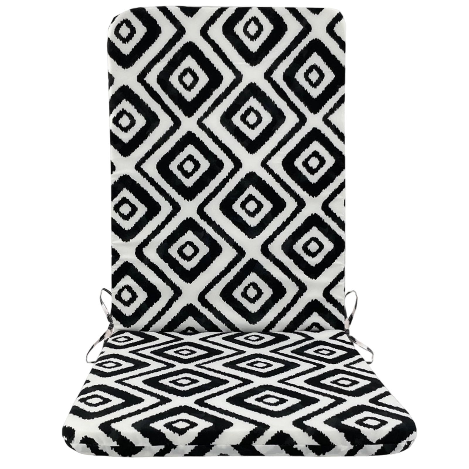 Garden Chair Cushions with Back, 108 x 45 x 3cm High Back Outdoor Seat Pads with Ties, Water Resistant Garden Furniture Cushions for Patio, Rocking Chairs, Sun Loungers, Decking (Black_B)