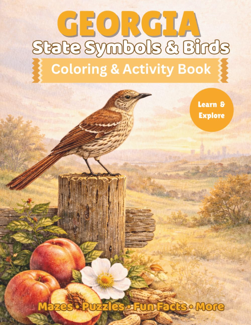 Georgia State Symbols & Birds: Coloring & Activity Book for Kids