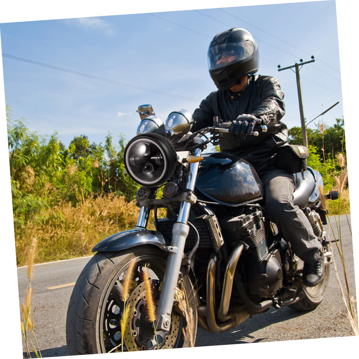 Faro Anteriore LED Retrò per Moto 35w 12v in Acciaio Inossidabile e Vetro, Luce Guida Notturna Sicura per Condizioni Meteo Avverse e Nebbia
