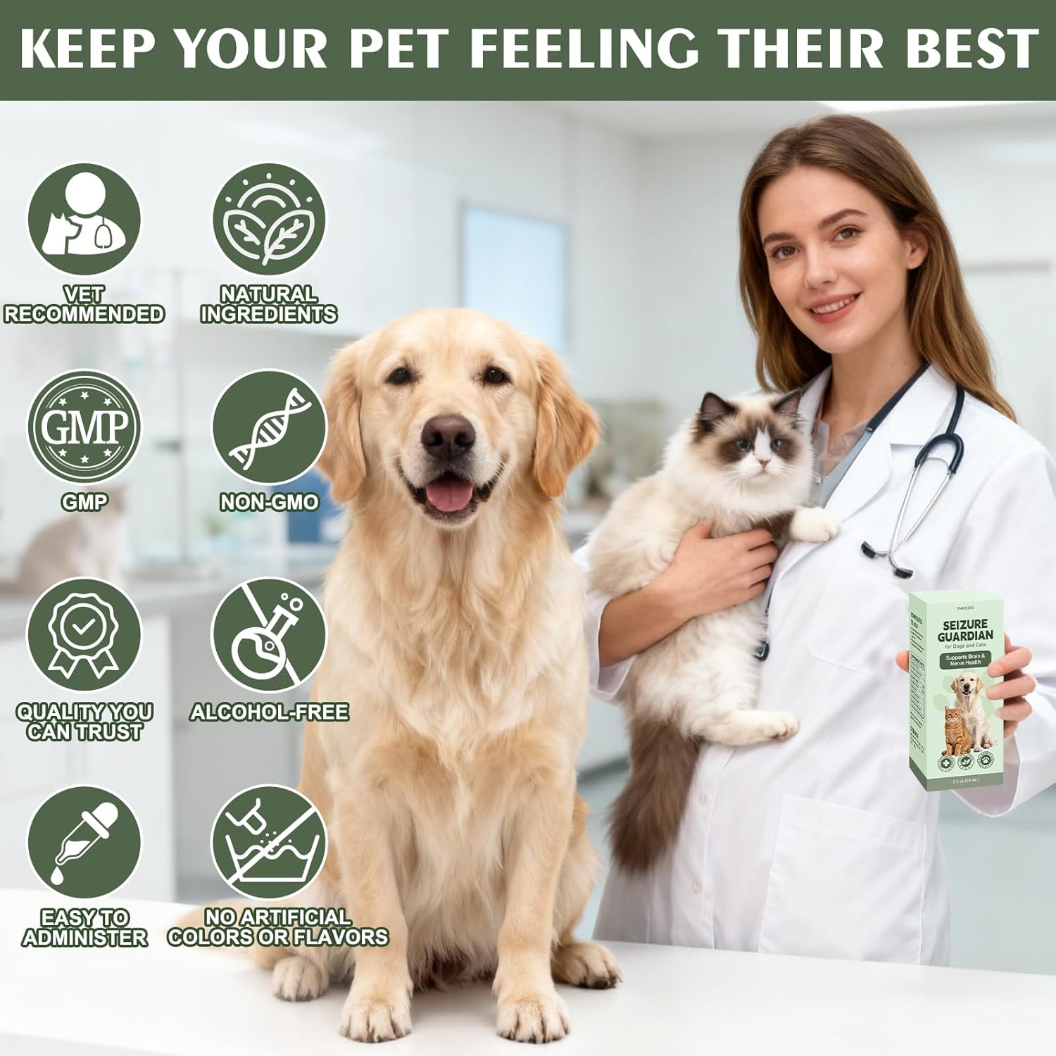 Seizure Guardian for Dogs and Cats, Natural Liquid Formula for Nervous System Comfort, Helps with Occasional Shaking, Tension & Stress, Easy Liquid Dropper, No Artificial Additives - 2 FL OZ