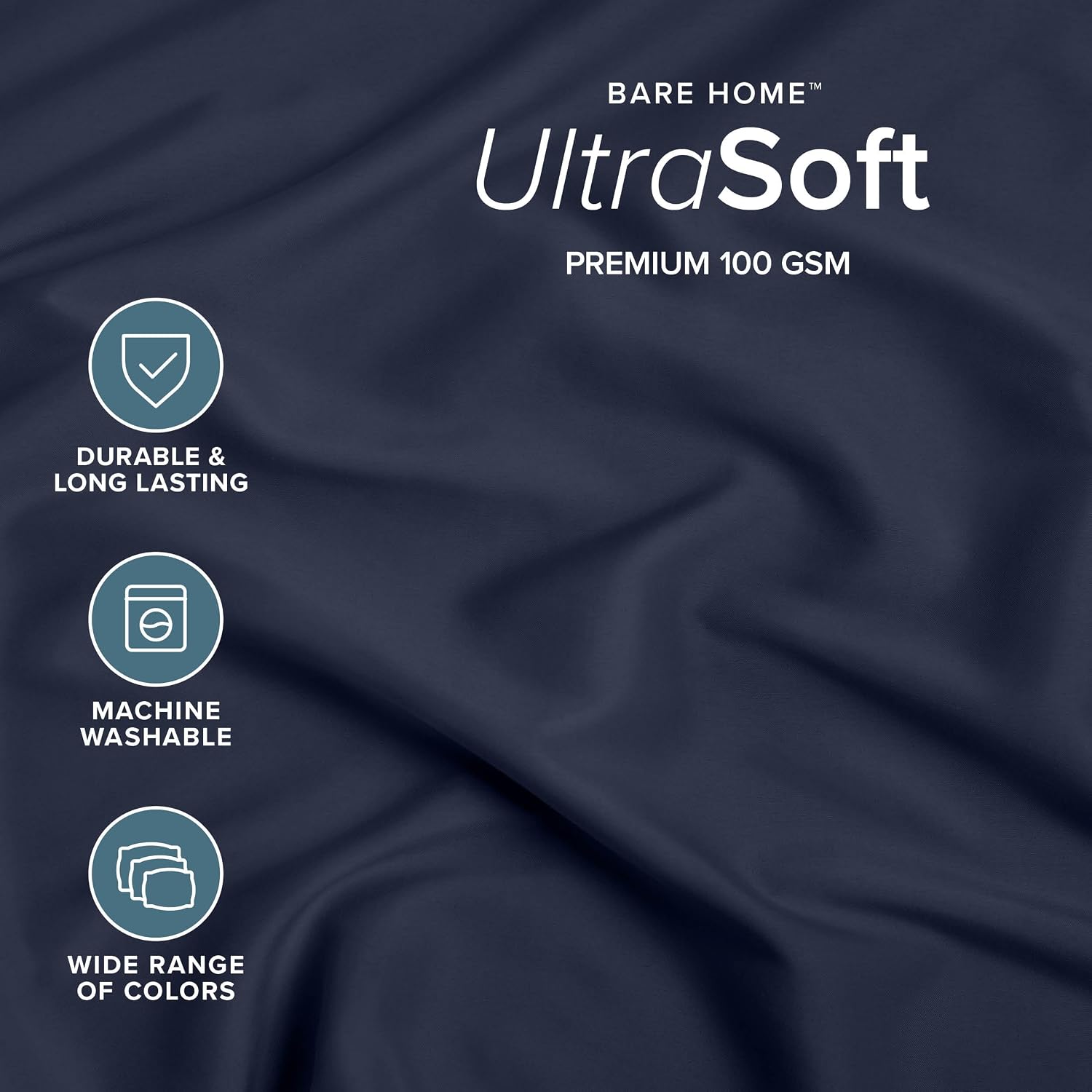 Bare Home Fitted Bottom Sheet King Size - Premium 1800 Ultra-Soft - Hotel Luxury - Deep Pocket - Durable and Long Lasting - Fitted Sheet (King, Midnight Blue)