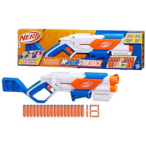 Hasbro Nerf N Series, Strikeback, Lanzador con Recarga Rápida, 18 Dardos de Espuma N1, Estrategia y Diversión