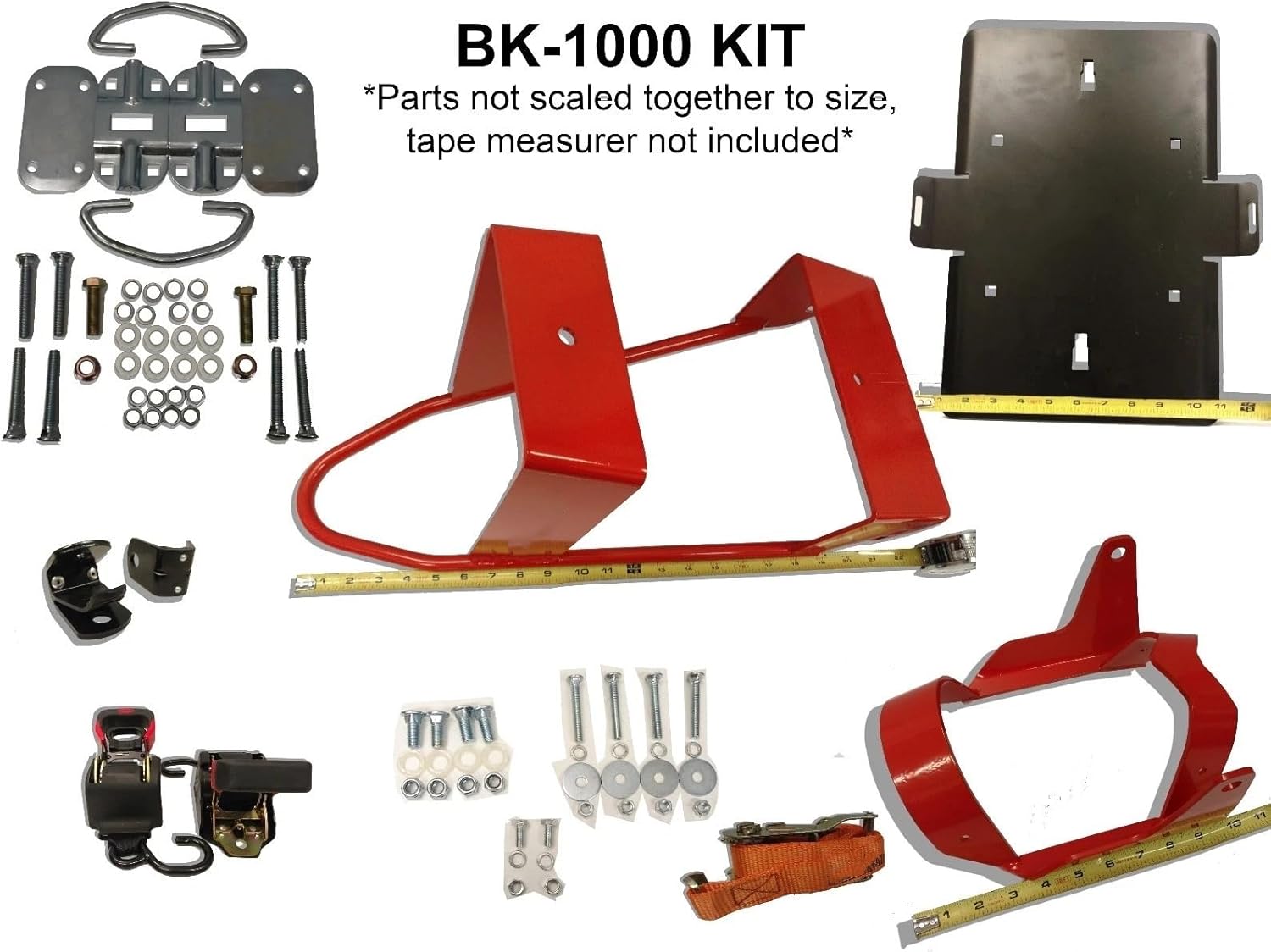 BK-1000 Motorcycle Wheel Chock Kit with Ratchet Strap TieDown Manual Tightening - for Lock 'N Load RV, Trailer & Camper Parts - Motorcycle Lock n Load Wheel Chock Kit with Straps