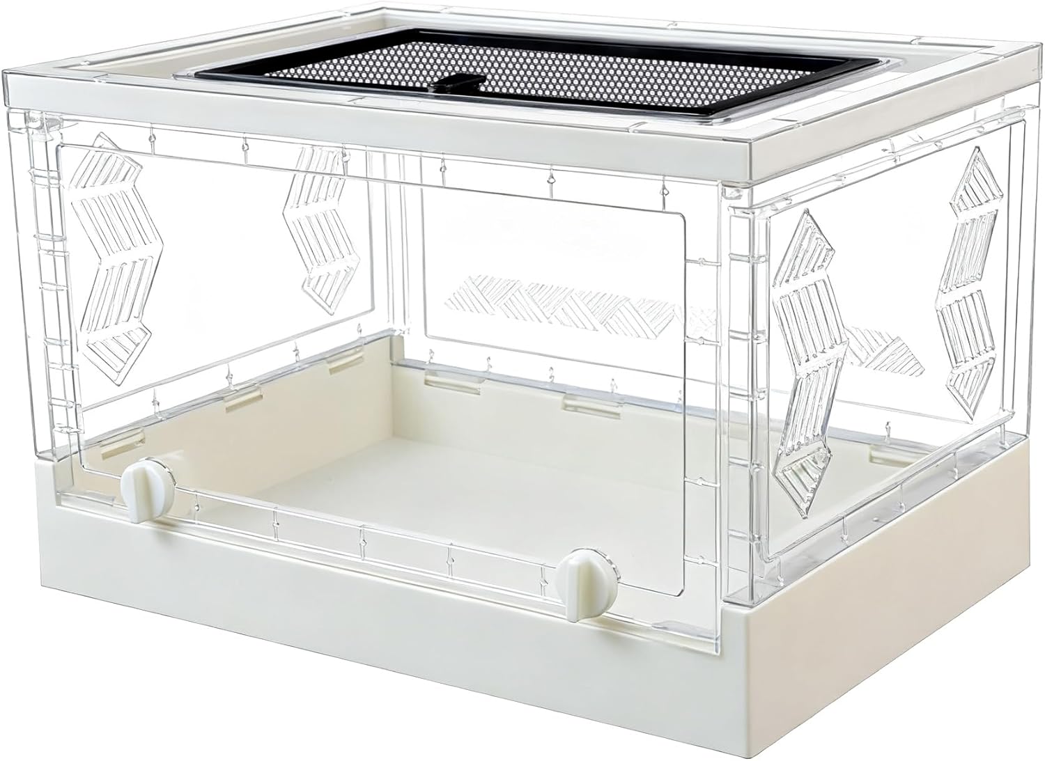 Folding Reptile Terrarium 17" × 12" × 10" – Portable Clear Habitat Tank with Front Opening Door & Ventilation, Easy Assembly for Geckos, Lizards, Snakes, Turtles, Spiders & Amphibians