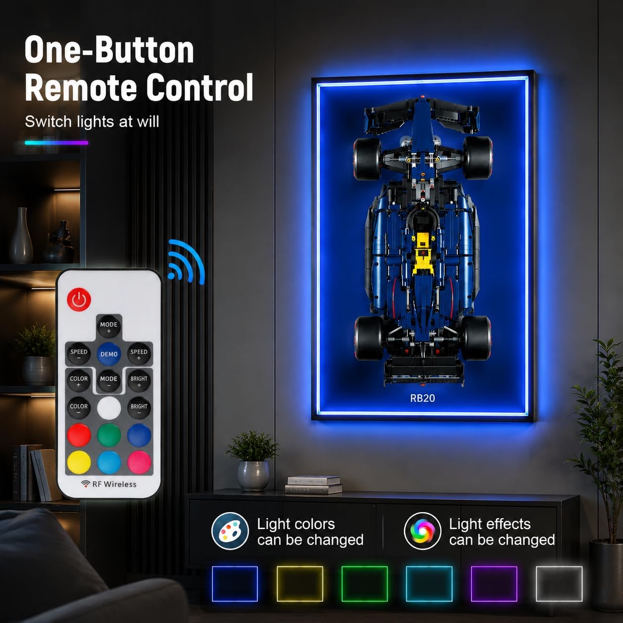 Display Backboard with RGB Colorful Compatible for lege Technic RB20 42206 image 2