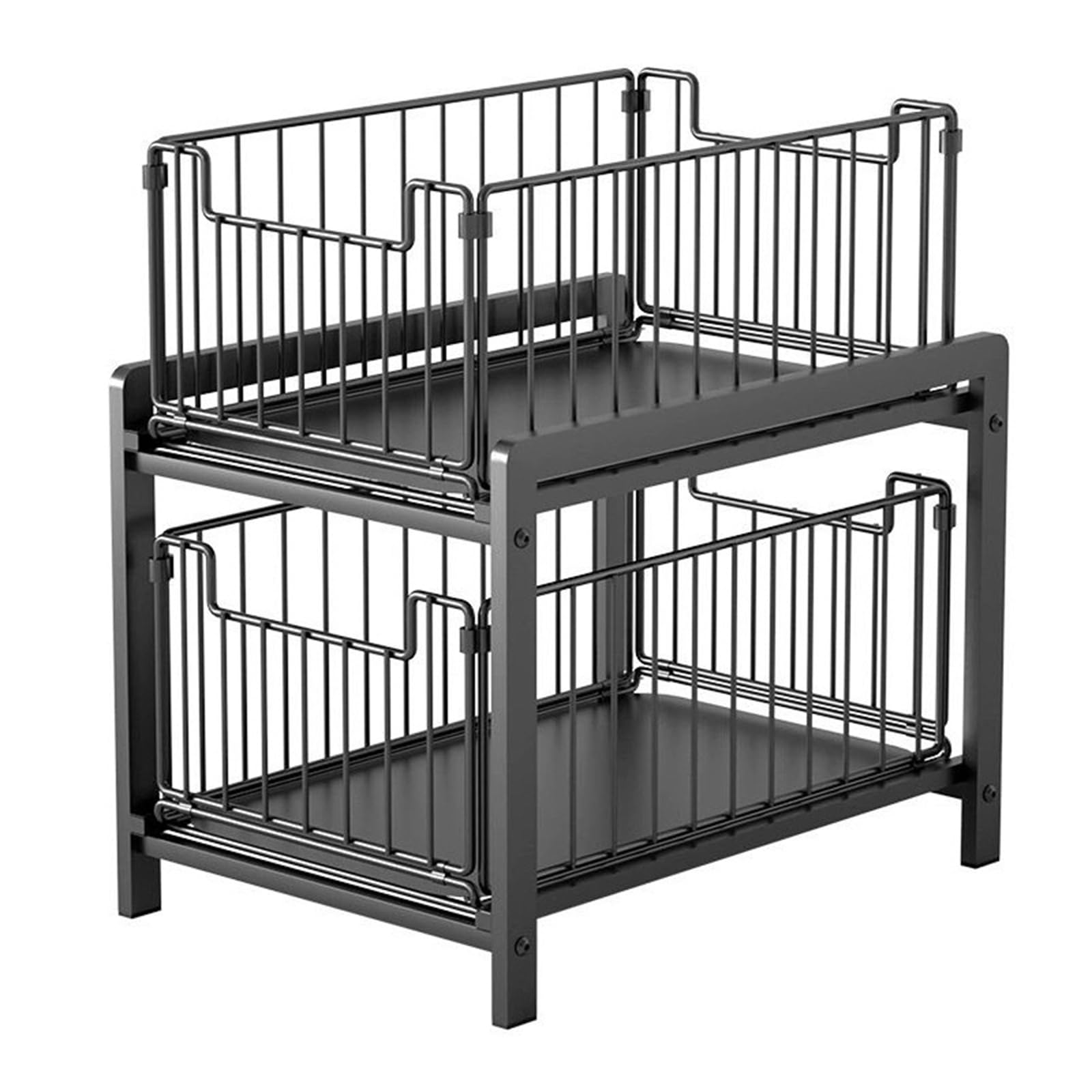 Zstar 2-poziomowy organizer pod szafkę pod umywalkę, stal węglowa, organizer kuchenny z 2 szufladami, szafka pod zlewozmywak, wysuwany regał na przyprawy, 26 szer. x 37 gł. x 38,5 wys. cm