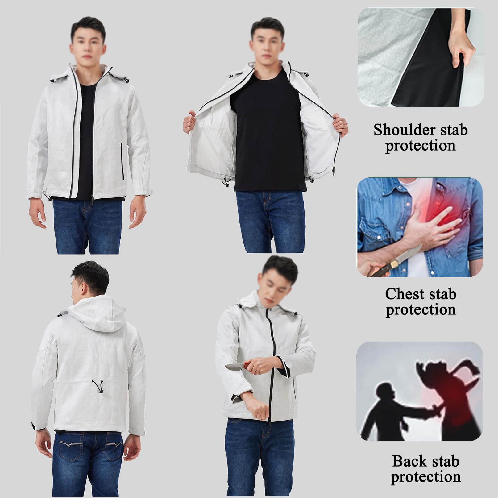 chaqueta antipuñaladas oculto anticorte de nivel 5, chaleco anticorte vigilante de seguridad, chaleco antibalas disfraz, a prueba de espinas, antimordeduras, for personal de seguridad XL
