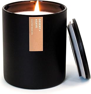 Calyan Wax Co. Soy Wax Candle, Desert + Agave Scented Candle, 75 Hour Burn Time, Aromatherapy Soy Candles, Non Toxic & Vegan Soy Wax, Black Tumbler Scented Candles, 13oz