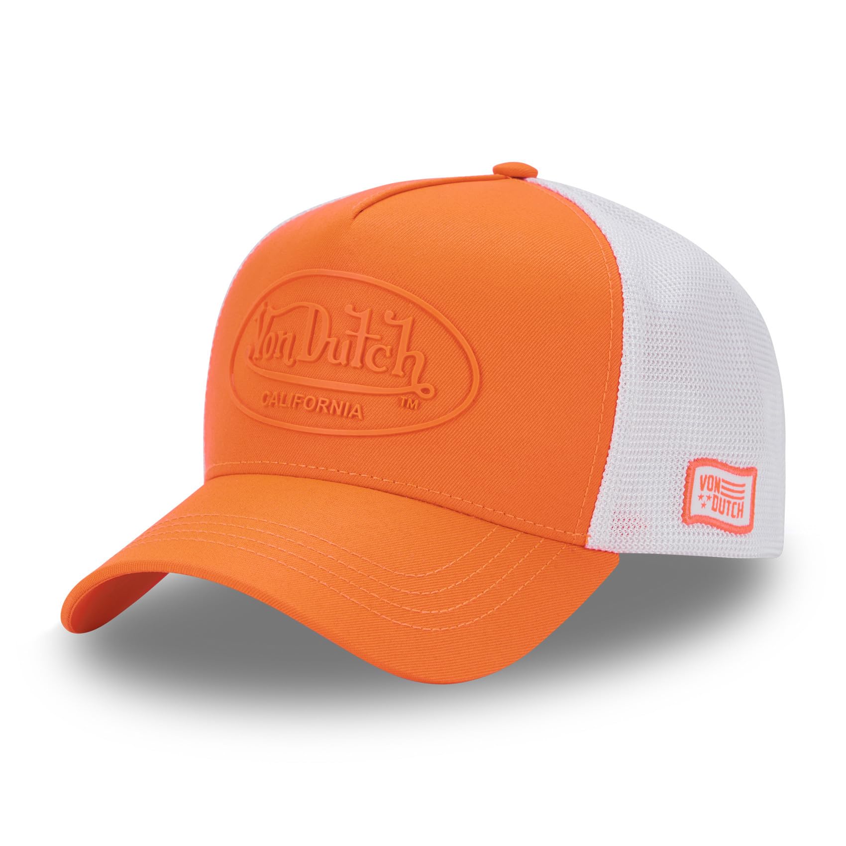 Von Dutch Men's & Women's Adjustable Cap, Neon Trucker Cap, Neon Orange/White, One Size