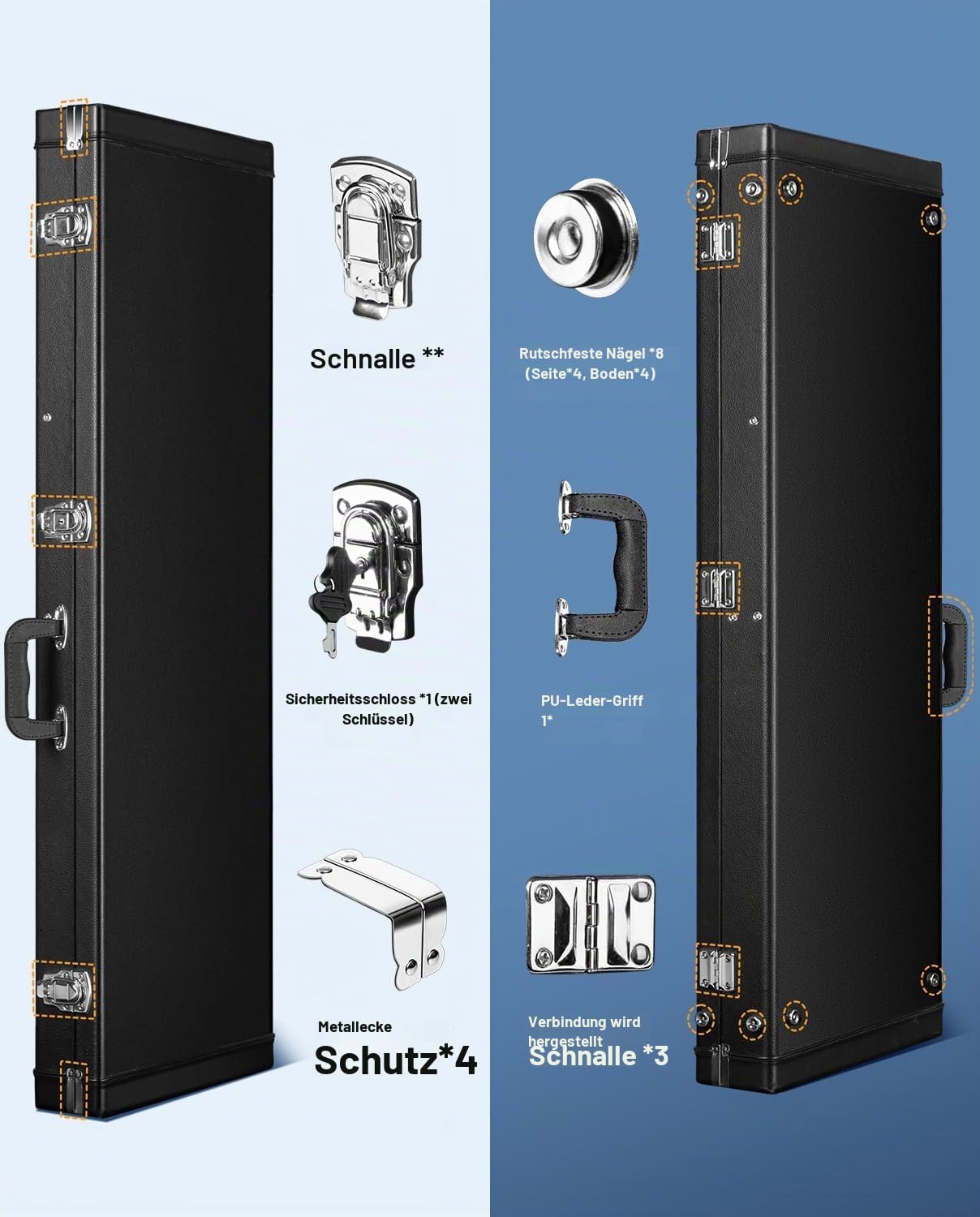 CAHAYA E-gitarrenkoffer Hartschalenkoffer für E-Gitarren Tragbarer Quadratischer Gitarrenkoffer Hardshell Schwarz CY0209