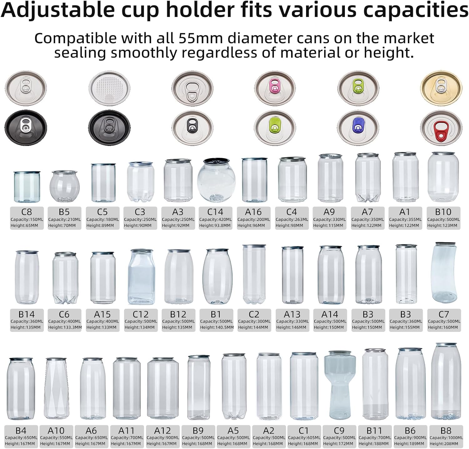 Commercial Soda Can Sealer, Fully Automatic Can Sealing Machine, 2.17in 55MM Can Sealer Machine for Aluminum & Plastic Cans Touch Screen Operation, No Need Cup Mat, Auto-Detect Height - Image 7