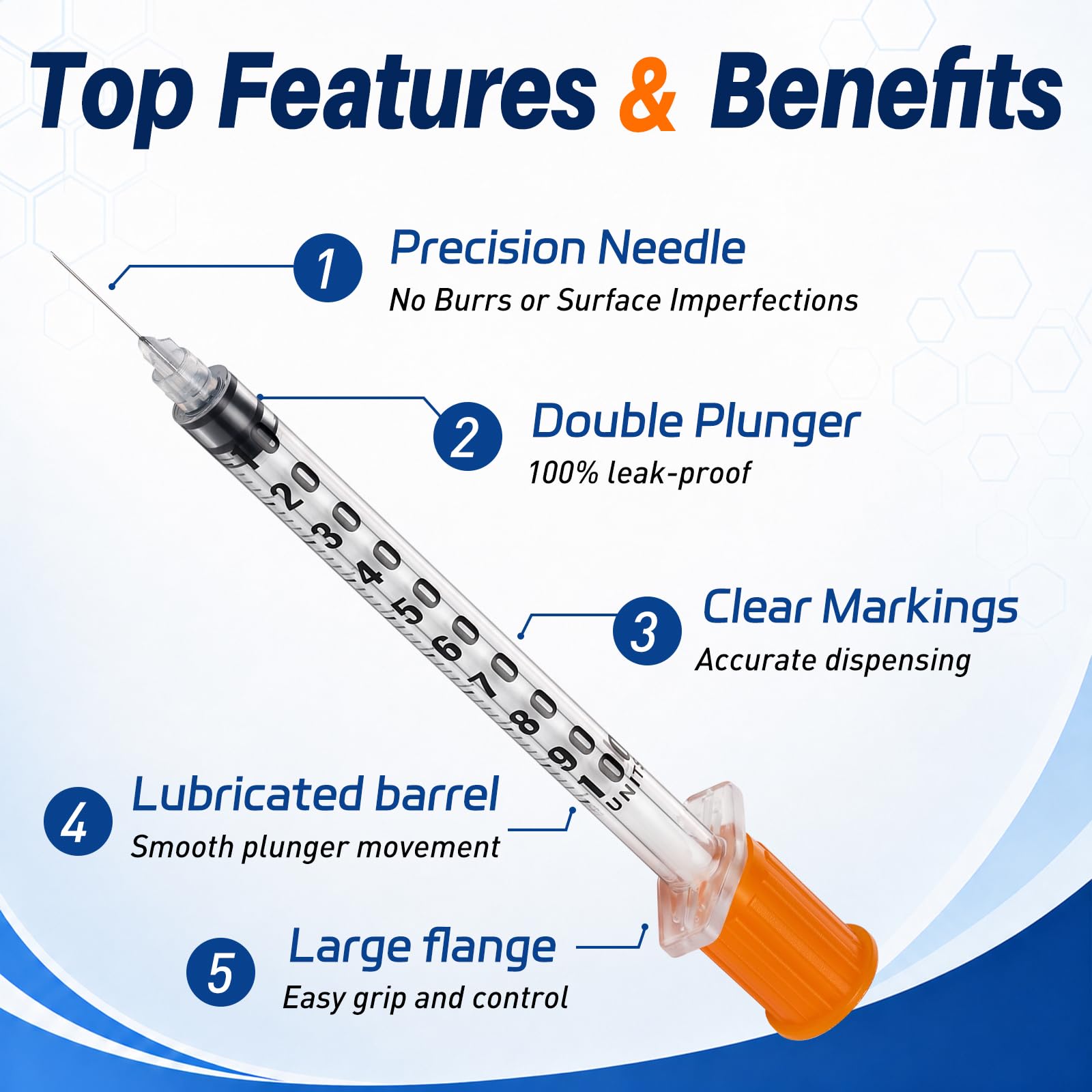 1ML 30G 1/2"(13mm) Individually Wrapped Disposable Syringes 100 Pack Lab Supplies Dispensing Scientific Supplies(1CC 30G 1/2"-100PACK) — Amazon image 3