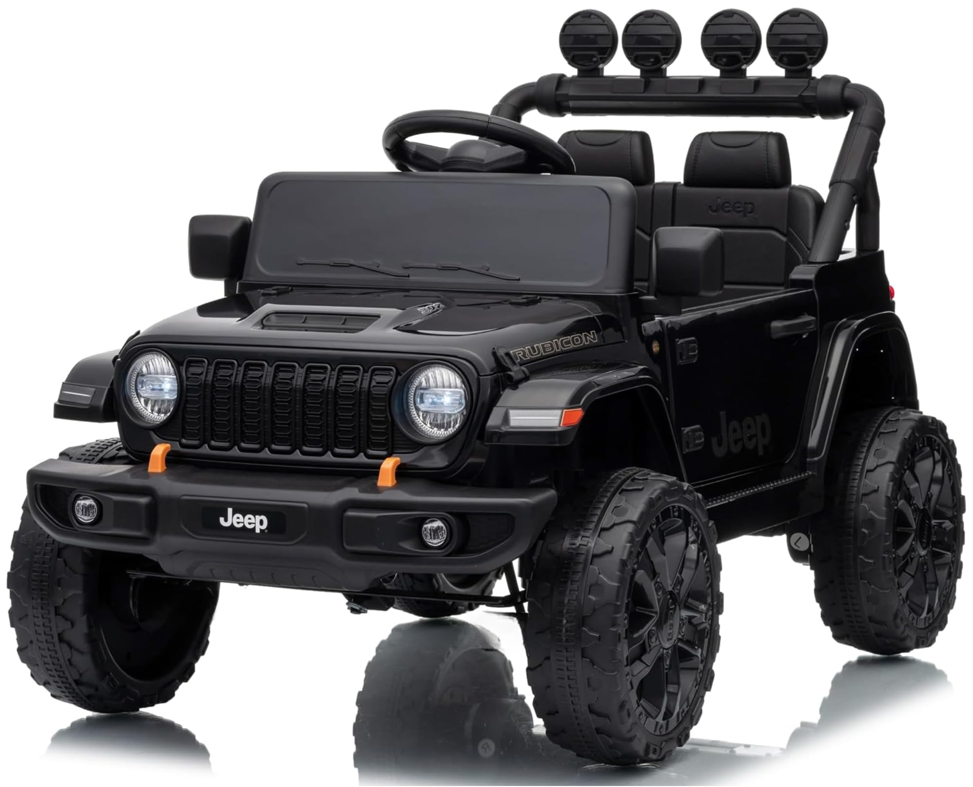Jeep Wrangler Rubicon 12V Macchina Elettrica per Bambini con Licenza Ufficiale Due Potenti Motori Cintura a 5 Punti Ammortizzatori Telecomando Parentale Luci LED Musica Portata 30 kg Nero