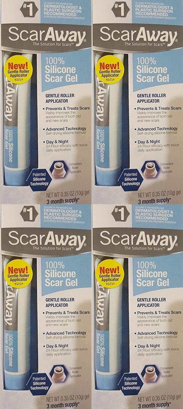 Scaraway Scar Repair Gel with Patented Kelo-cote Technology, 10g (Pack of 4)